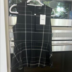 Theory Black and White Plaid Top